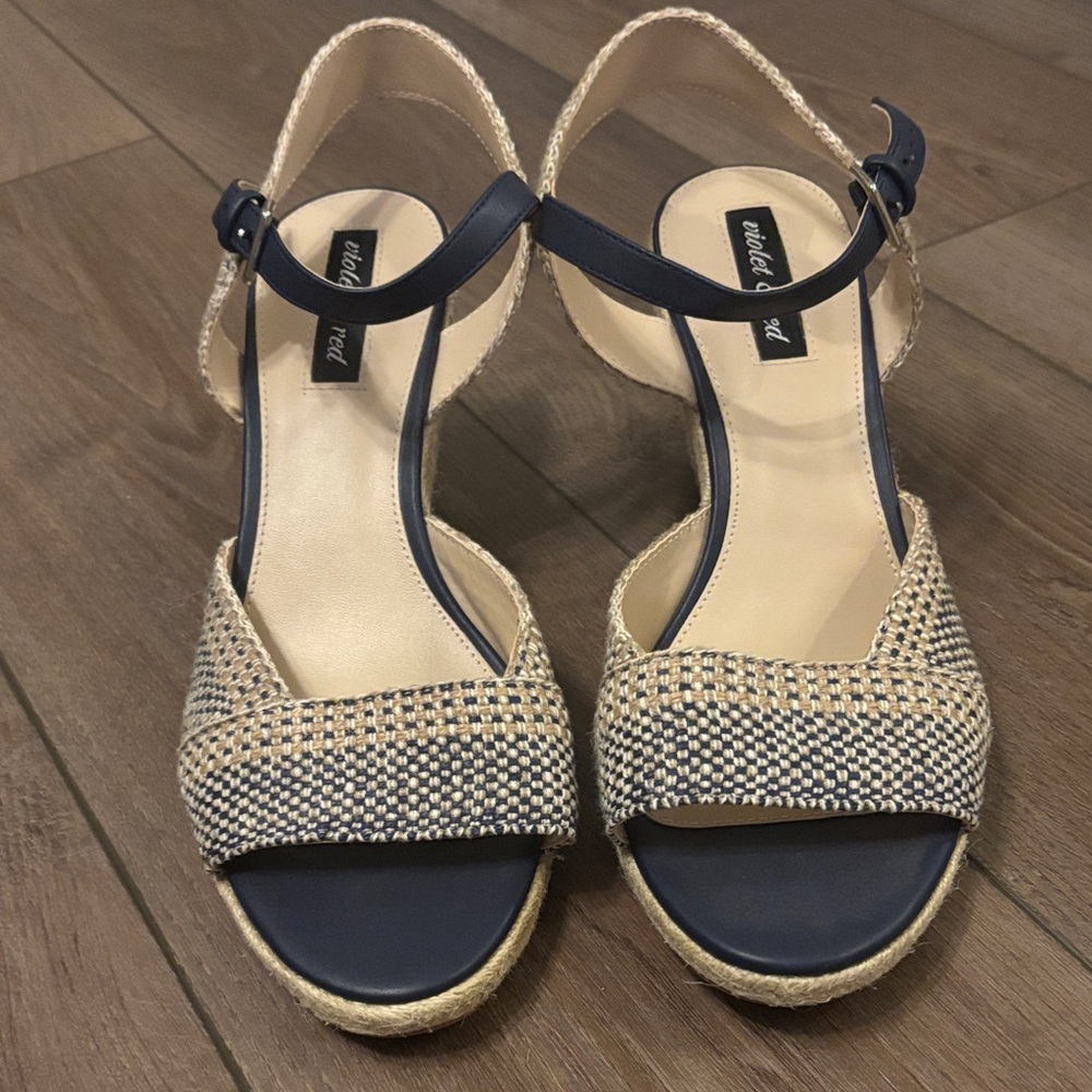 Navy and Cream Espadrille Sandals